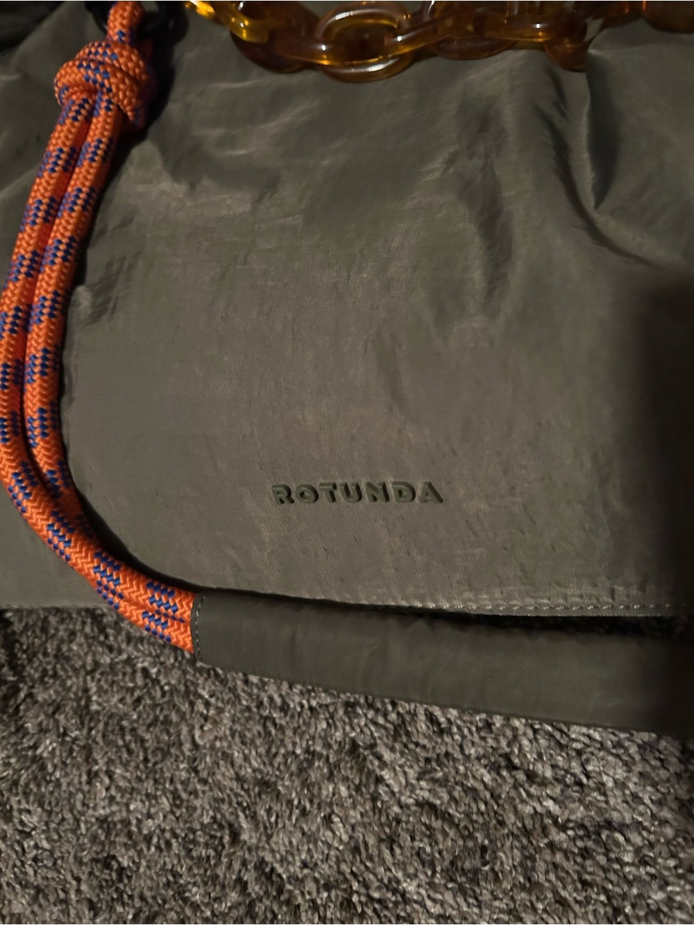Olive Green  Shoulder Bag with Amber Chain Handle - Picture 5 of 8